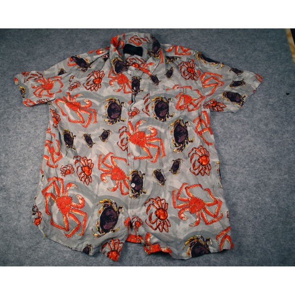 AK Aloha Co. Other - AK Aloha Co Mens XL King Crab Print Button Up Shirt Juneau Alaska Grey